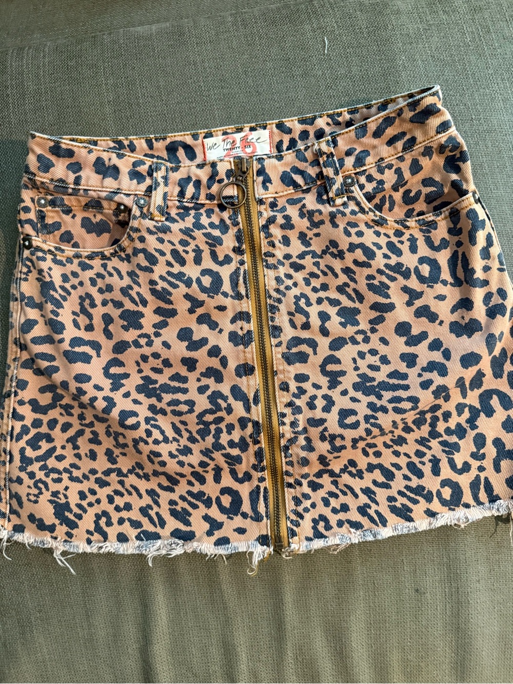 We The Free Leopard Print Zip-Front Mini Skirt in Tan and Black